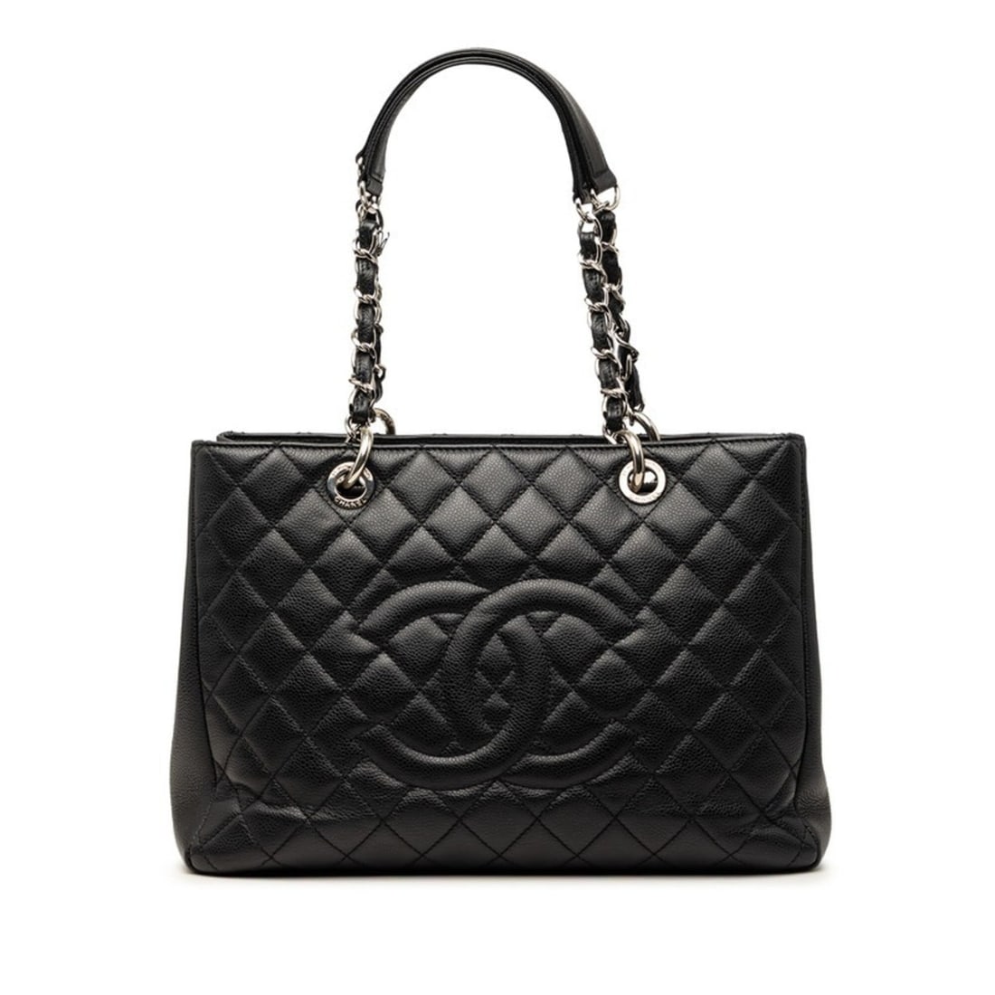 Chanel Matelassé Coco Mark Chain Tote Bag Handbag Black Caviar Leather Women's CHANEL: --- Catalog ---Category: SizeSize (HxWxD): 24cm x 34cm x 12.5cm / 9.44'' x 13.38'' x 4.92''Category: DesignType: HandbagColor: BlackGender: WomenMaterial: Grained Calfskin Category: GeneralBrand: Chan