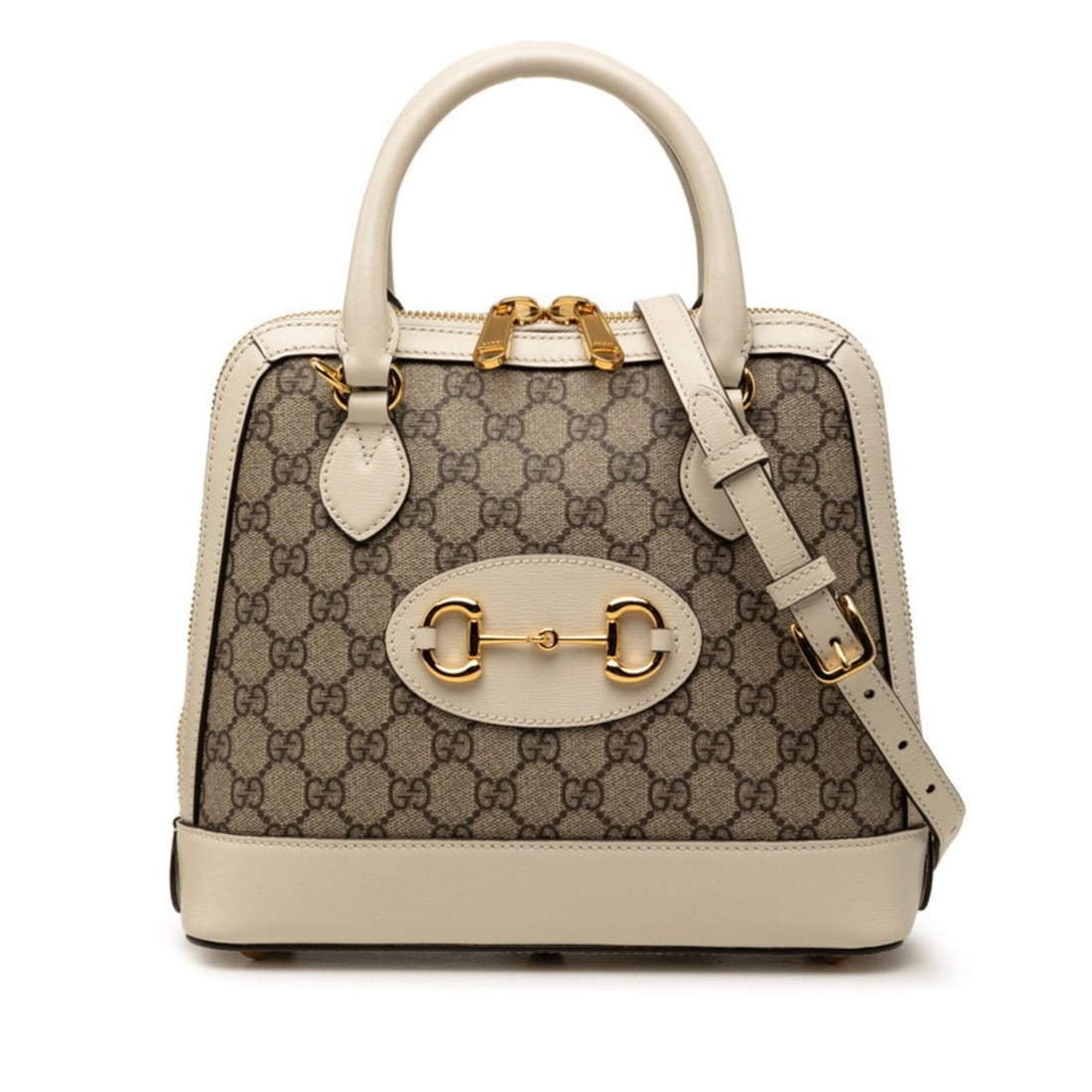 Gucci GG Supreme Horsebit 1955 Handbag Shoulder Bag 2WAY 621220 Beige White Canvas Leather Women's: --- Catalog ---Category: SizeSize (HxWxD): 22.5cm x 25cm x 9cm / 8.85'' x 9.84'' x 3.54''Category: DesignType: Handbag, Shoulder bagColor: Beige, WhiteGender: WomenMaterial: Canvas , Leather Category: