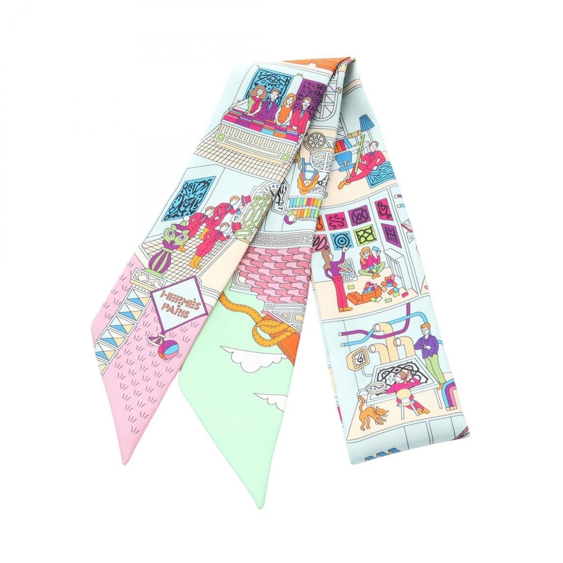 Hermes Twilly LA MAISON DES CARRES Scarf Muffler Silk Multicolor Women's: --- Catalog ---Category: SizeSize (LxW): 85cm x 5cm / 33.46'' x 1.96''Category: DesignType: ScarfColor: Multi-colorGender: WomenMaterial: Silk Category: GeneralBrand: Hermes--- Item List ---Section: