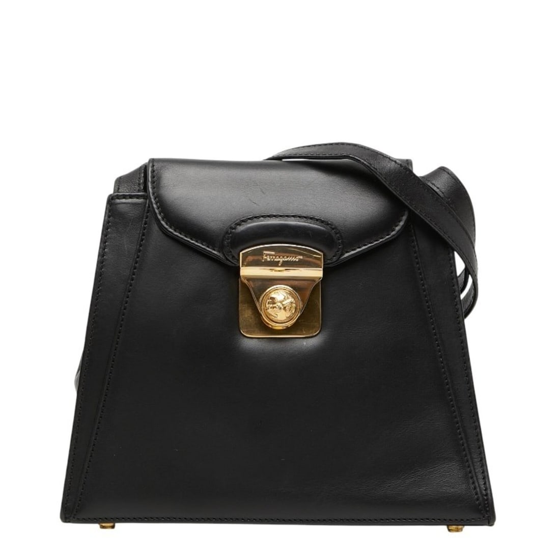 Salvatore Ferragamo Crossbody Shoulder Bag, Black and Gold Leather, Women's: --- Catalog ---Category: SizeSize (HxWxD): 16.5cm x 21cm x 8.5cm / 6.49'' x 8.26'' x 3.34''Category: DesignType: Shoulder bagColor: Black, GoldGender: WomenMaterial: Leather Category: GeneralBrand: Sa