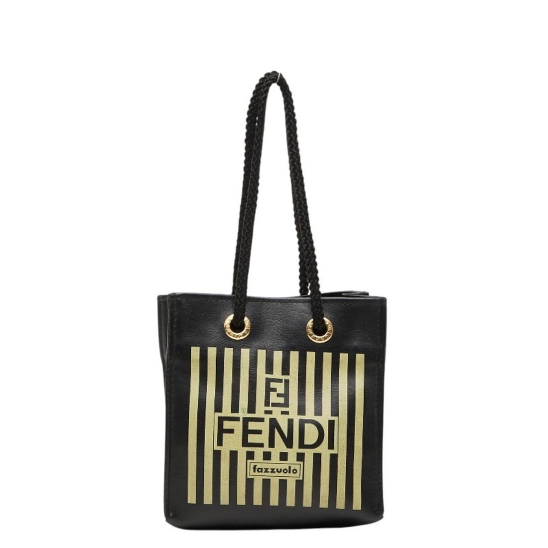 Fendi Fazzuolo Mini Handbag, Black and Yellow Leather, Women's. (1 of 15)