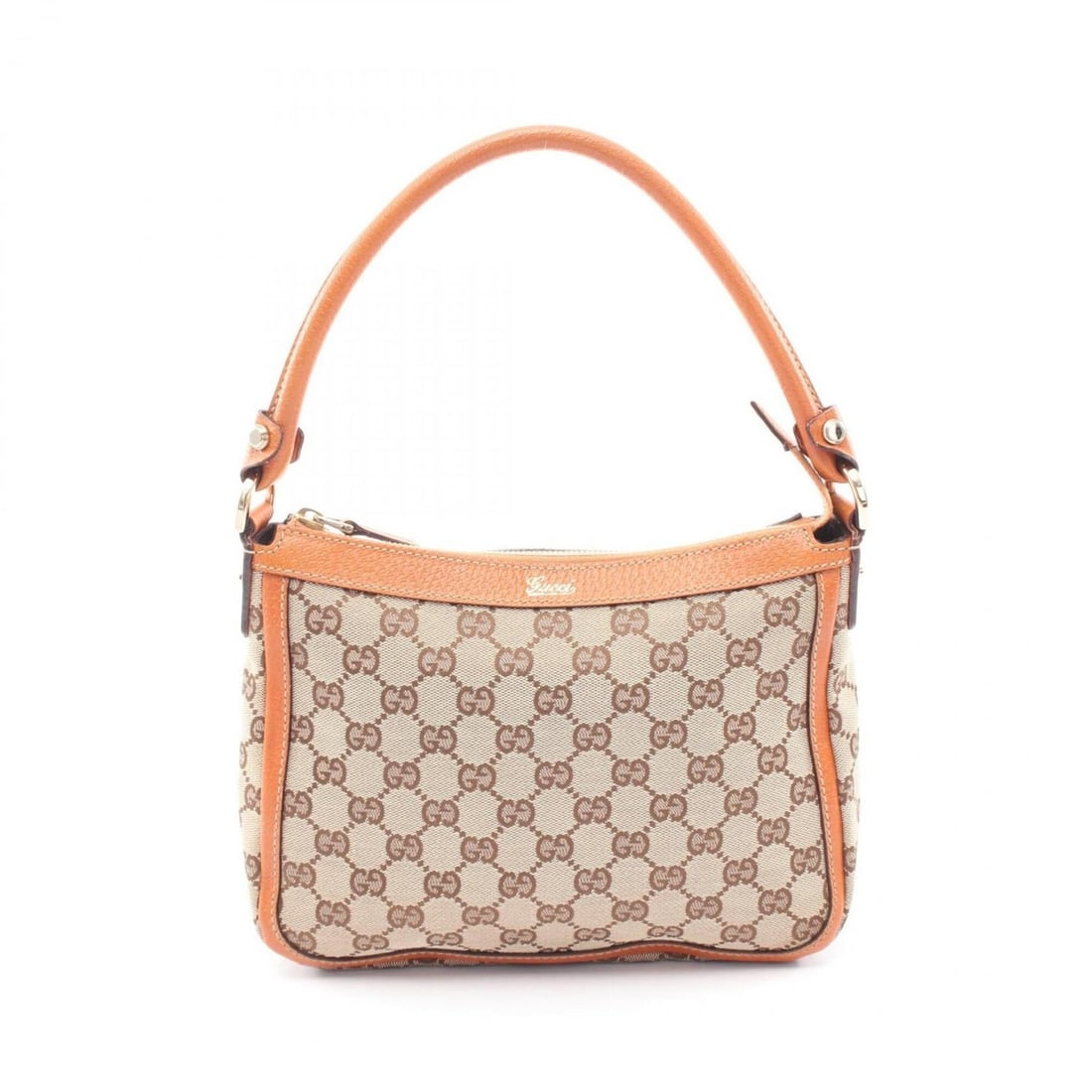 Gucci GG Canvas Handbag, and Leather, Women's, Brown/Beige, 146244 (1 of 11)