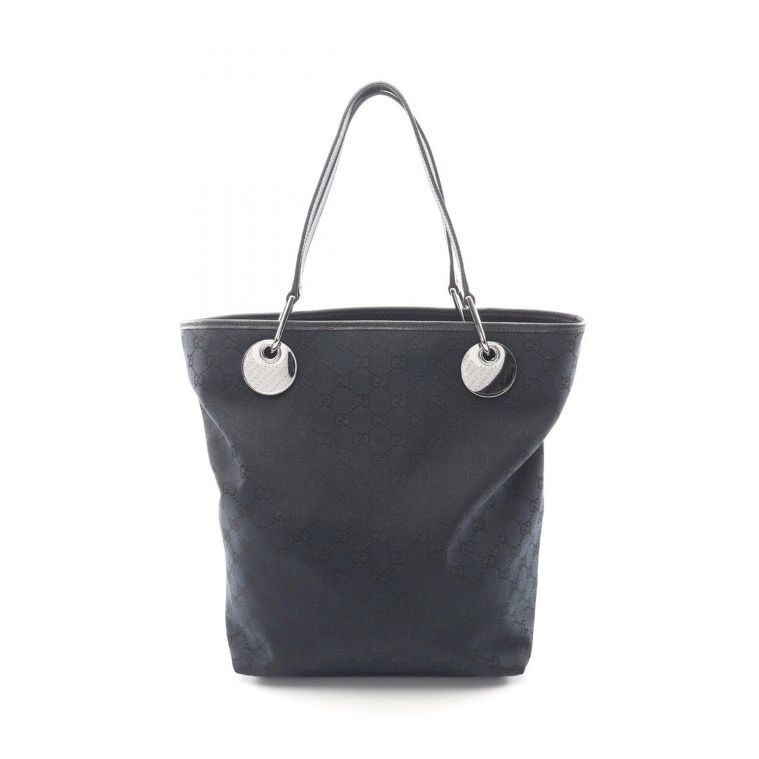 Gucci GG Canvas Tote Bag Handbag Leather Women's Black 120836 (1 of 14)