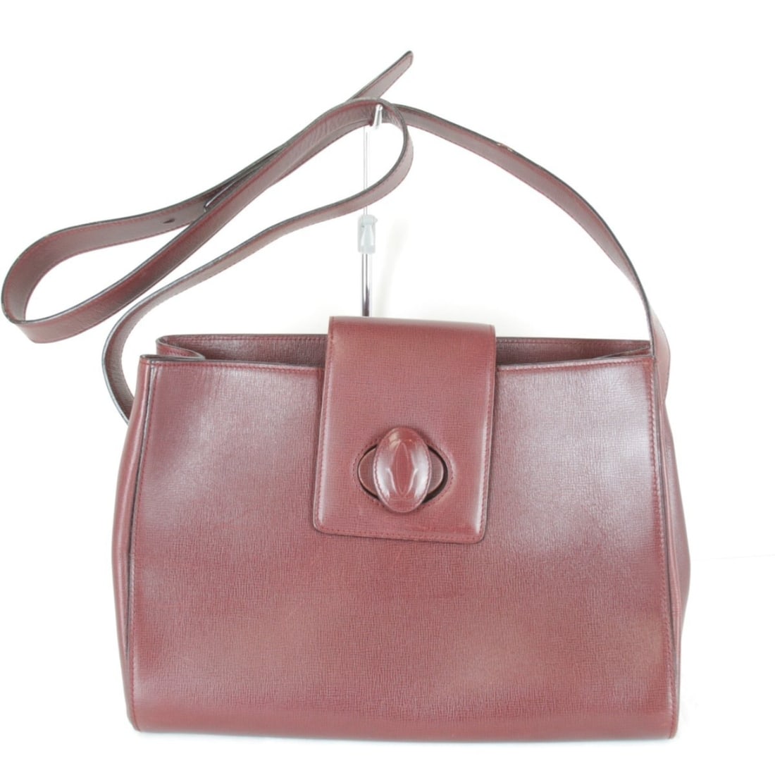 CARTIER Cartier Must Line Turnlock Shoulder Bag Leather Wine Red Women's (1 of 14)