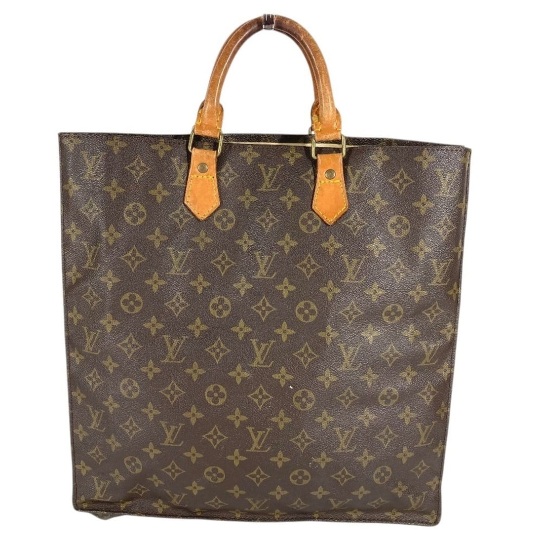 LOUIS VUITTON M51140 Monogram Sac Plat Bag, Vertical Tote Handbag, Canvas, Men's/Women's, Brown (1 of 17)