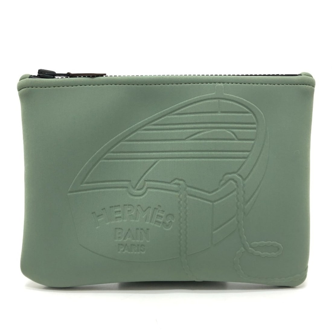 HERMES NeoBain Thalassa PM - Small item storage, flat handbag/pouch, nylon, women's, khaki, like (1 of 17)
