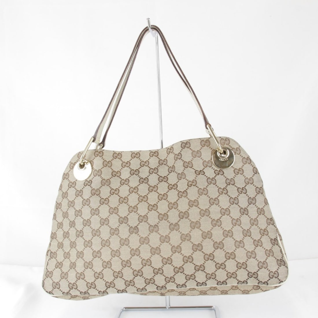 GUCCI 121023 204991 Tote Bag GG Canvas/Leather Brown Women's: --- Catalog ---Category: SizeWeight: 660g / 1.45lb.Handle Drop: 19.00cm / 7.48''Size (HxWxD): 24cm x 38cm x 6cm / 9.44'' x 14.96'' x 2.36''Handle Length: 42cm / 16.53''Category: DesignType: Tote bagCo