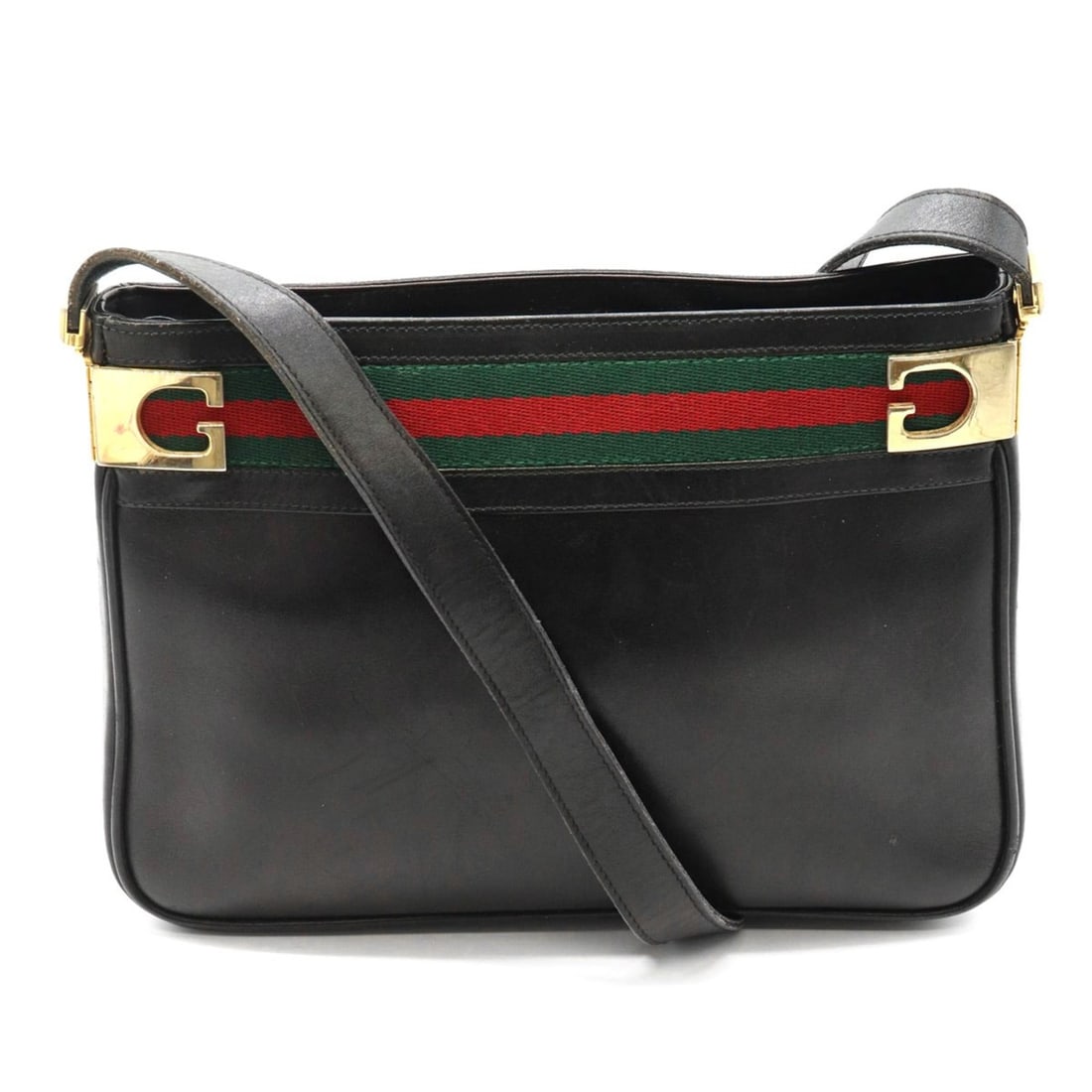 GUCCI Old Gucci Shoulder Bag Leather Sherry Black Women's (1 of 20)