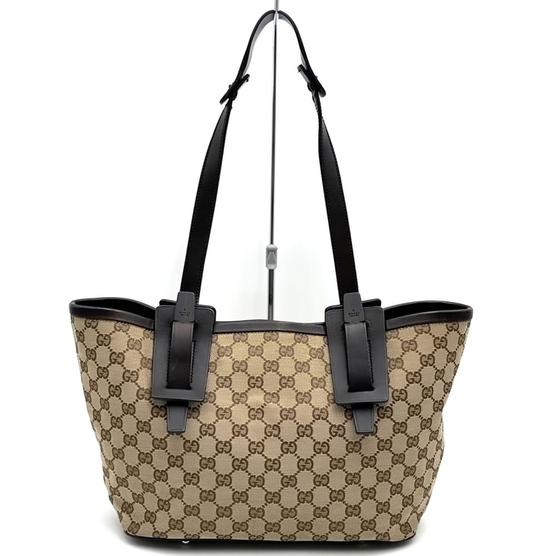 GUCCI 106241 GG Canvas Tote Bag Leather Brown Women's (1 of 15)