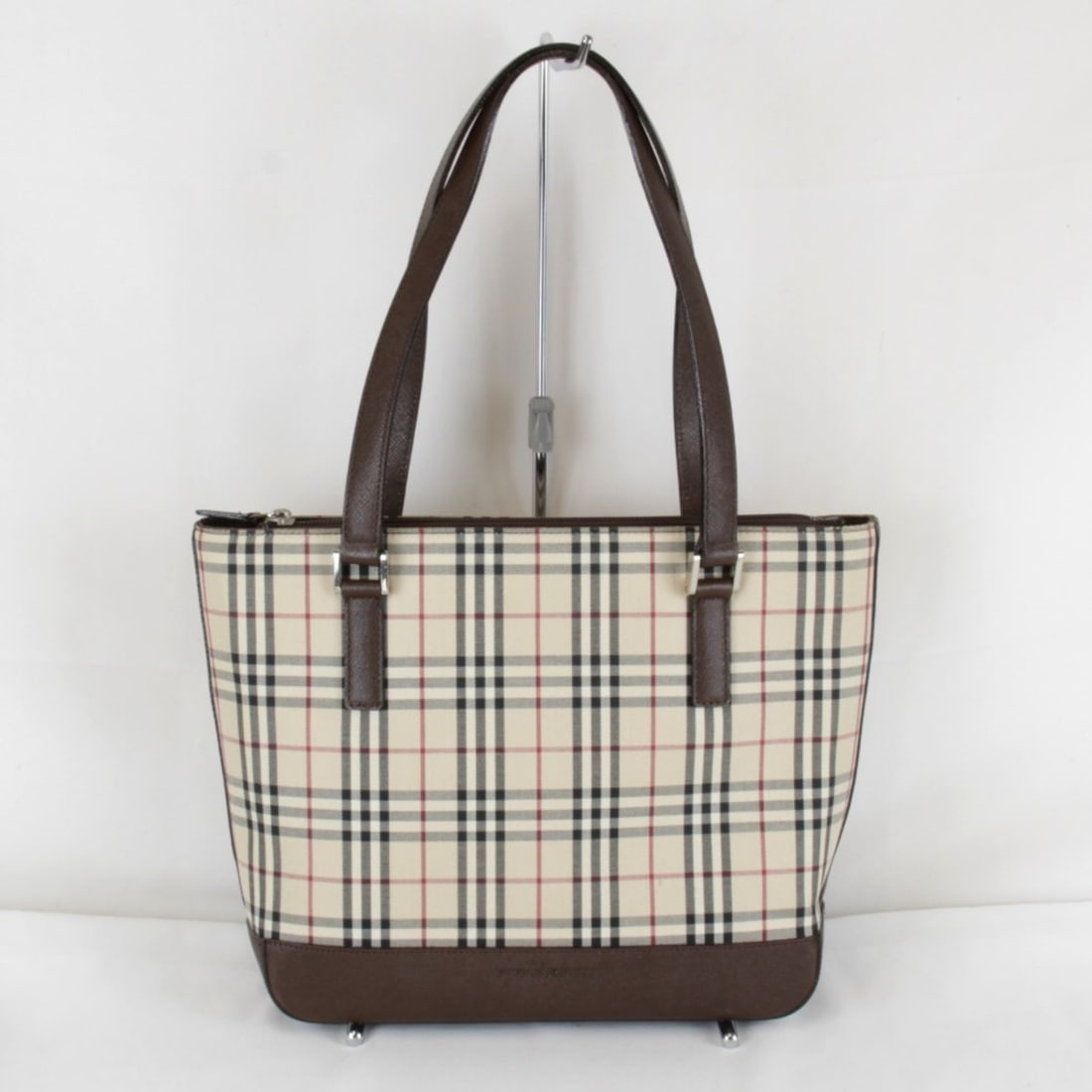 BURBERRY Nova Check Handbag, Leather/Canvas, Brown, Women's (1 of 11)