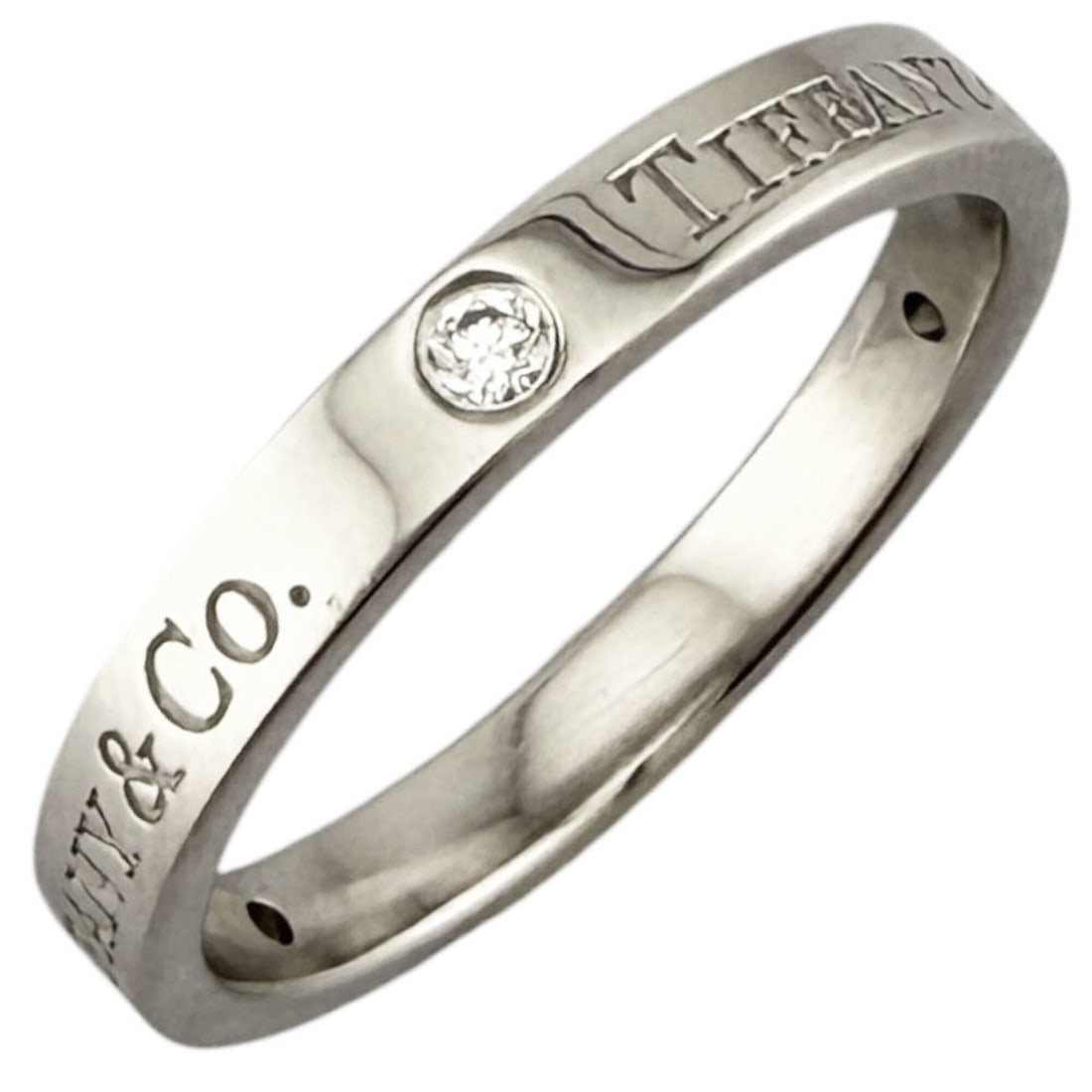 Tiffany & Co. Flat Band Ring, Platinum 950 with Diamond, Women's Ring.: --- Catalog ---Category: PackNumber in Pack: 1Category: SizeJP Size: 16US Size: 8Category: DesignType: Band ringColor: PlatinumStone: DiamondGender: WomenMaterial: Platinum 950Category: GeneralBrand: 