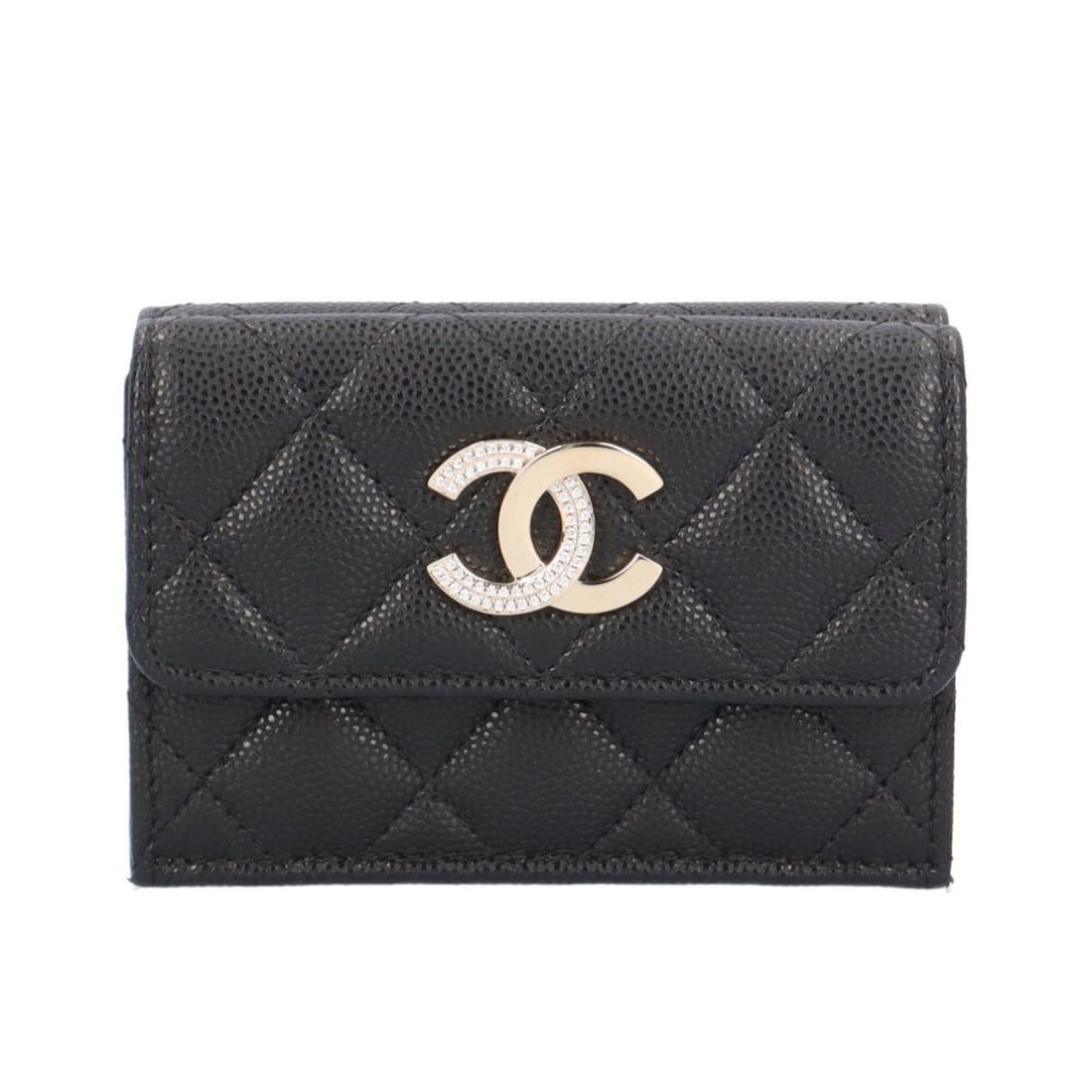 Chanel Compact Wallet Matelassé Tri-fold Caviar Skin Women's CHANEL (1 of 17)
