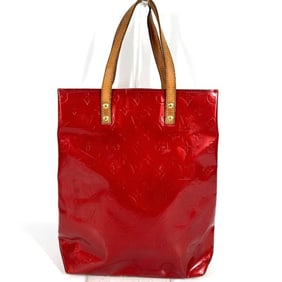 LOUIS VUITTON M91086 Monogram Vernis Lead MM Vertical Tote Bag Shoulder Canvas Women's Rouge Red