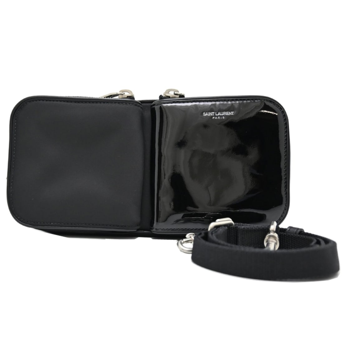 Yves Saint Laurent Women's Shoulder Bag 712564 Patent Leather Black: --- Catalog ---Category: SizeSize (HxWxD): 11cm x 23cm x 6cm / 4.33'' x 9.05'' x 2.36''Category: DesignType: Shoulder bagColor: BlackGender: WomenMaterial: Patent leather , Nylon Category:
