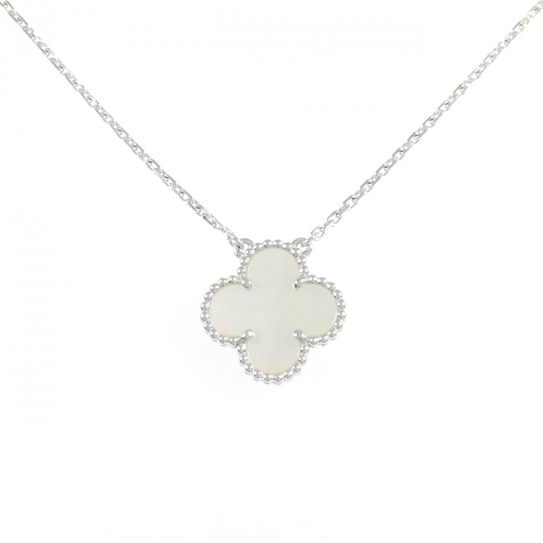 Van Cleef & Arpels Vintage Alhambra Necklace: --- Catalog ---Category: SizeWidth: 1.2mm / 0.05''Pendant Size: 14.9mm x 14.9mm / 0.58'' x 0.58''Neck Circumference: 37 cm - 42 cm / 14.56'' - 16.53''Category: DesignStone: Mother of pearlGender: Wome