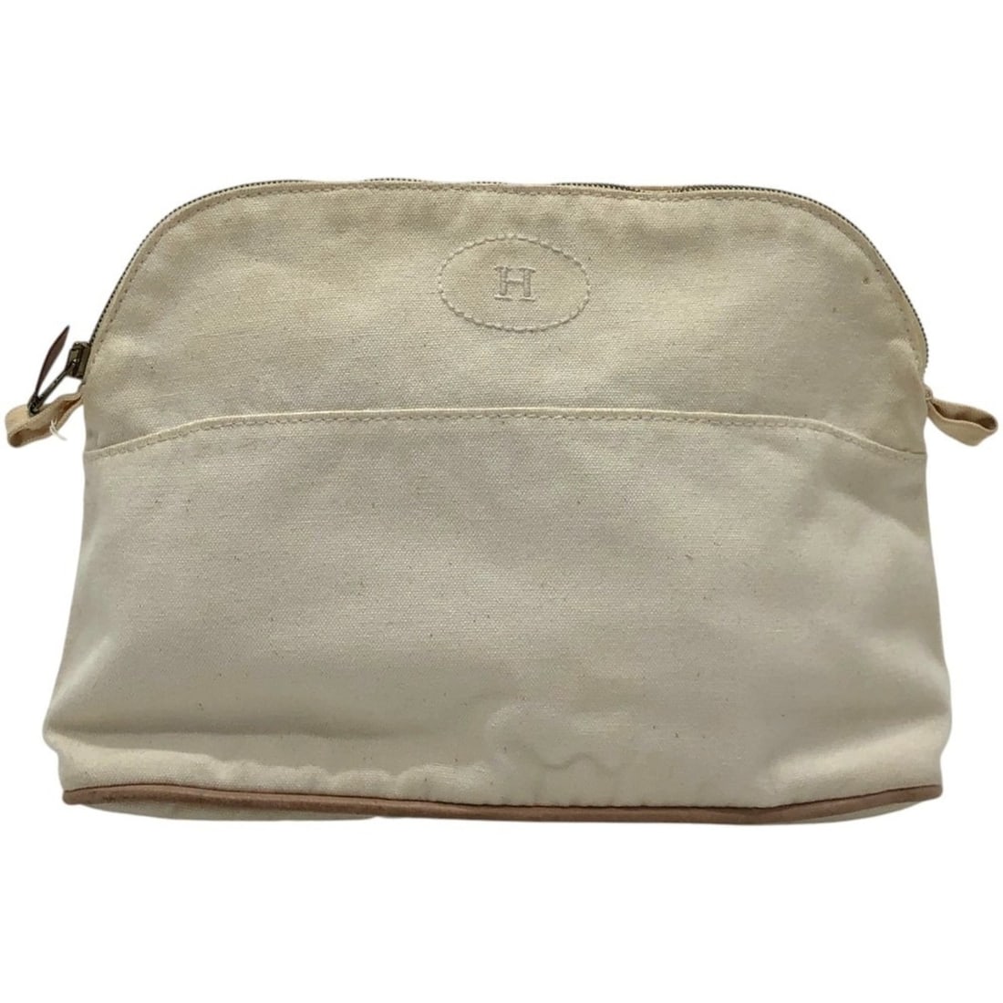 HERMES Bolide Pouch MM - A small pouch, makeup bag, cosmetic handbag, canvas pouch for women, white. (1 of 17)