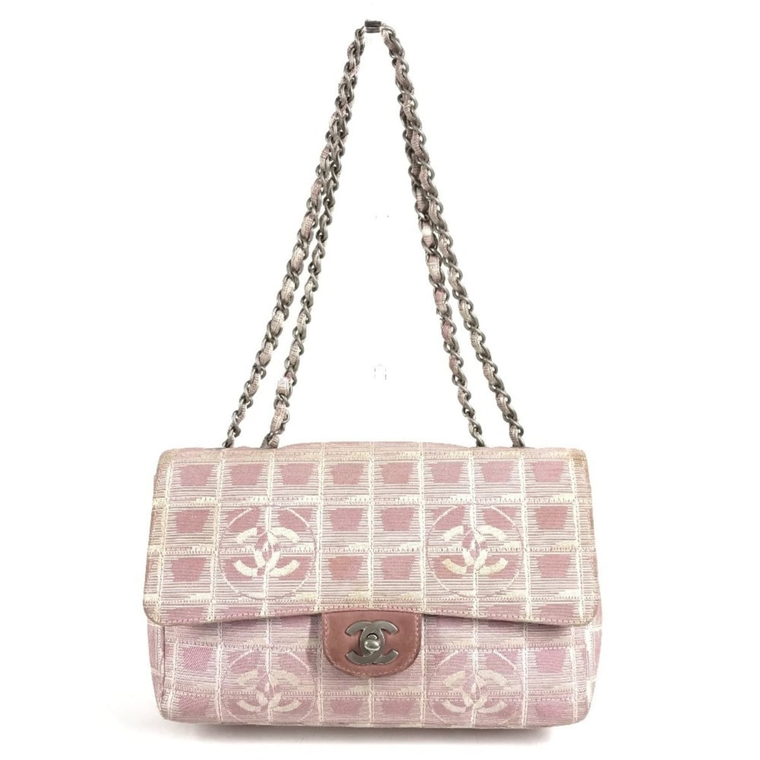 CHANEL A15285 New Travel Line CC Coco Mark Logo Shoulder Bag, Double Chain, Flap Nylon Leather,: --- Catalog ---Category: SizeSize (HxWxD): 16cm x 25cm x 6cm / 6.29'' x 9.84'' x 2.36''Category: DesignType: Shoulder bagColor: PinkGender: WomenMaterial: Nylon , Leather Category: GeneralMPN: A15285B