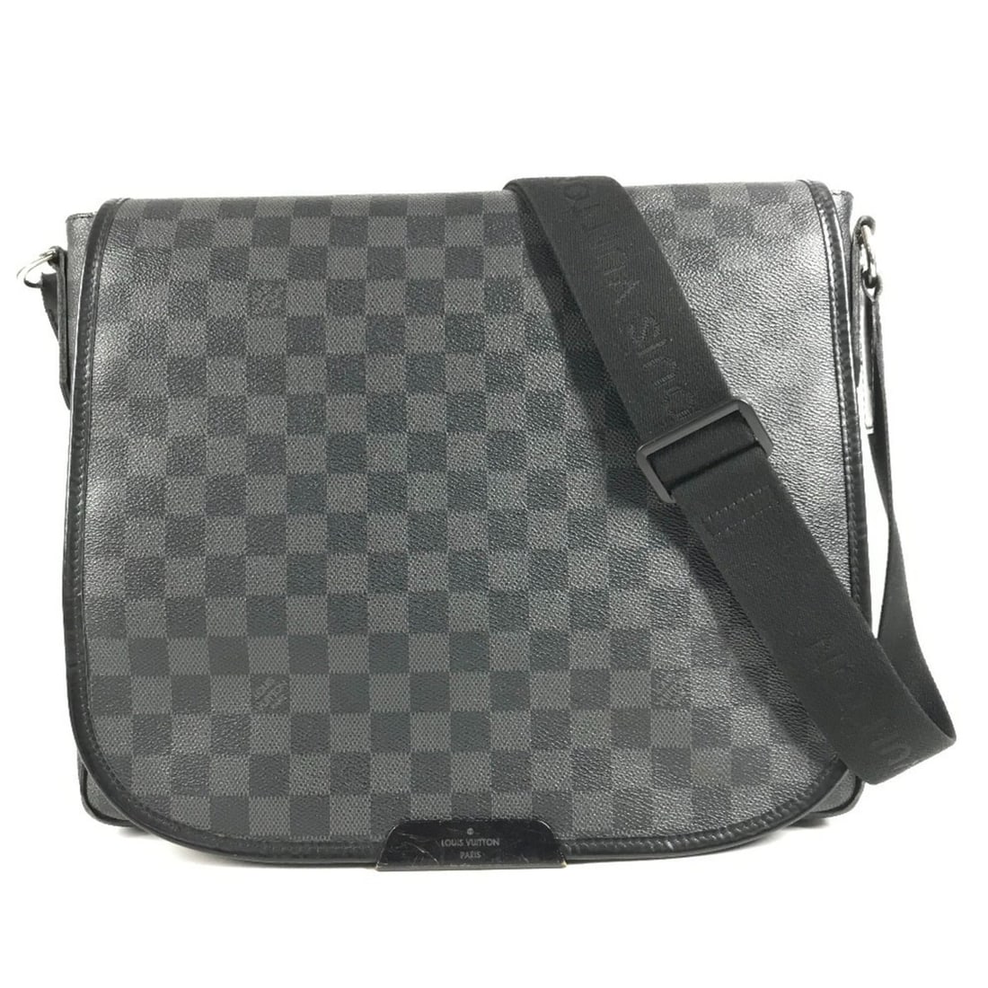 LOUIS VUITTON N58033 Damier Graphite Daniel GM Bag, Messenger Shoulder Canvas, Black. Suitable for (1 of 18)
