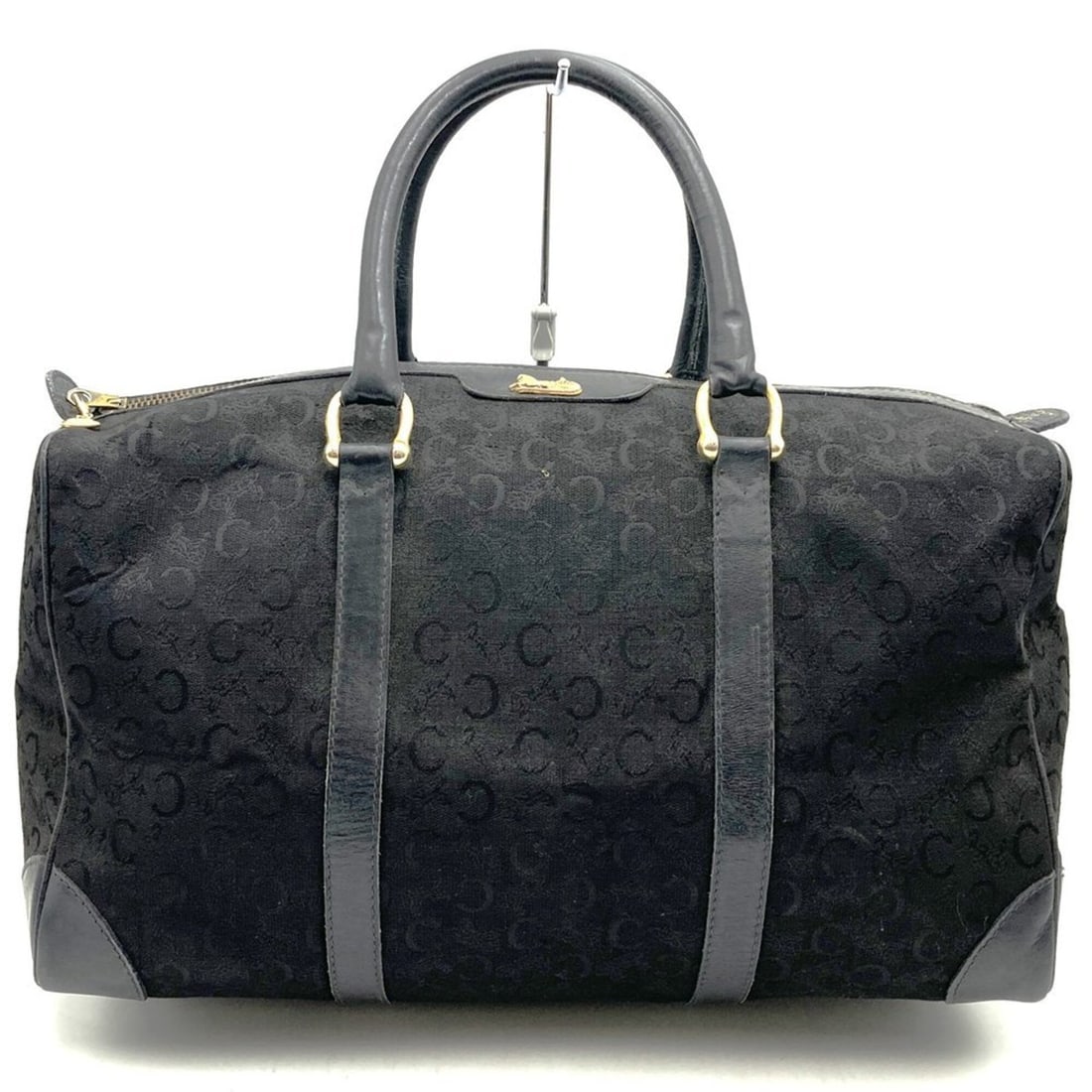 CELINE C Macadam Boston Bag Handbag Canvas Leather Black Women's Vintage: --- Catalog ---Category: SizeWeight: 756g / 1.66lb.Size (HxWxD): 20cm x 39cm x 18cm / 7.87'' x 15.35'' x 7.08''Handle Length: 42cm / 16.53''Category: DesignType: Boston bag, HandbagColor: BlackGender: