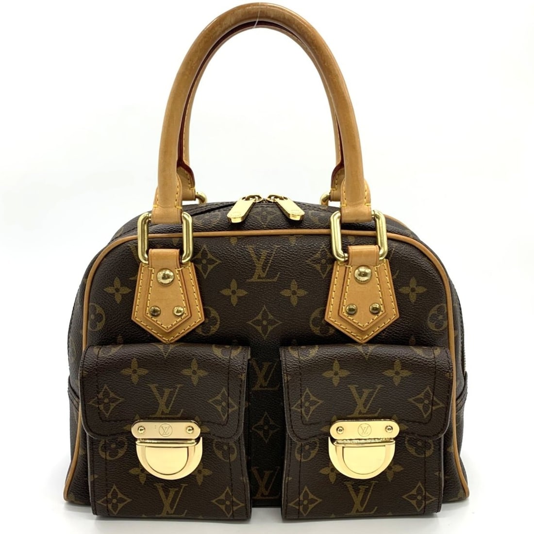 LOUIS VUITTON Manhattan PM M40026 Handbag, Monogram Canvas, Brown, Women's (1 of 9)