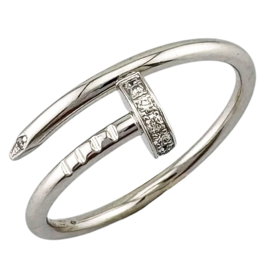 Cartier Juste un Clou Ring, 18K White Gold Diamond Ring for Women, CARTIER: --- Catalog ---Category: PackNumber in Pack: 1Category: SizeJP Size: 14.5US Size: 7Category: DesignType: Band ringColor: White goldStone: DiamondGender: WomenMaterial: White gold (18K)Category: Genera