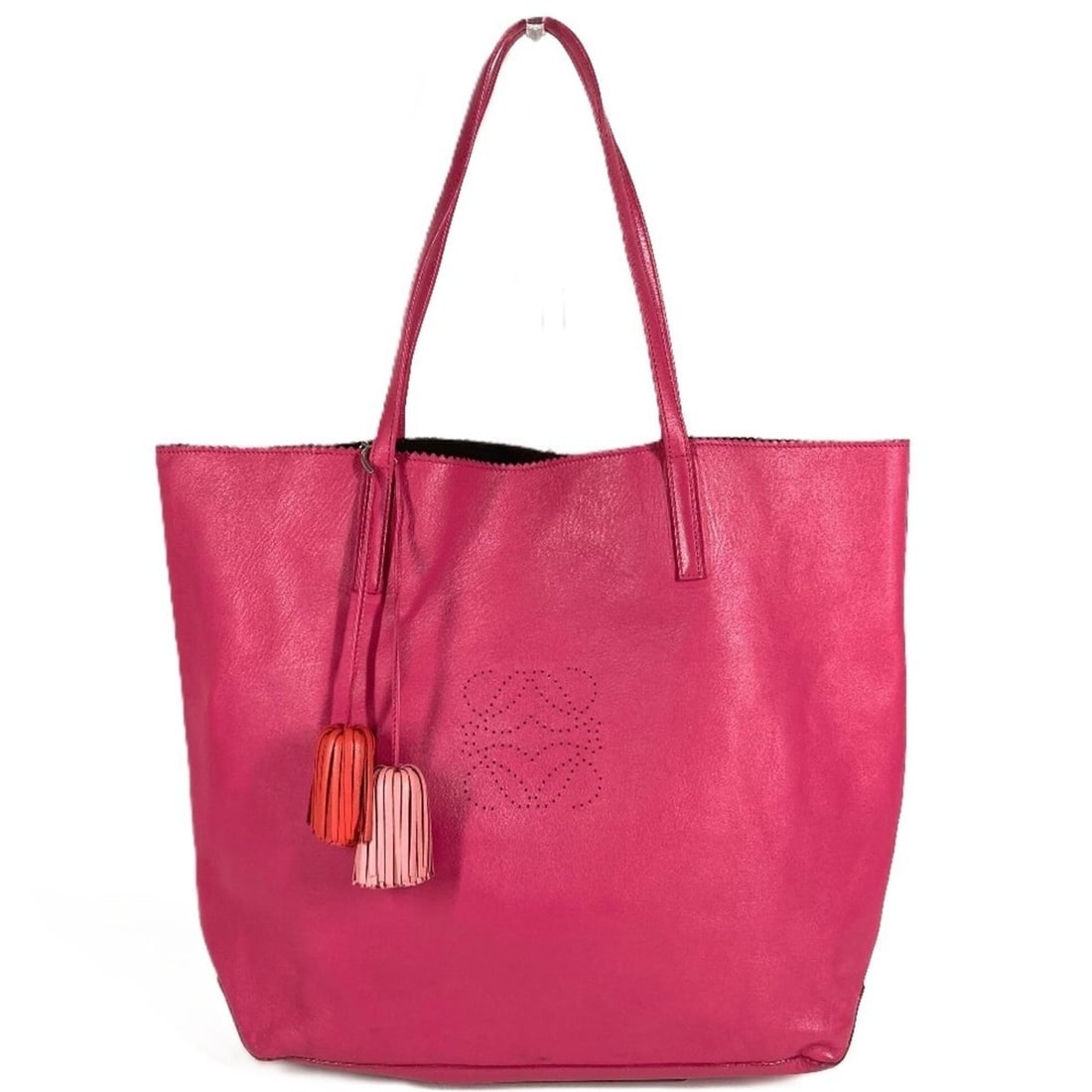 LOEWE Nappa Anagram Logo Shoulder Bag Tote with Tassel Fringe Leather Women's Pink: --- Catalog ---Category: SizeSize (HxWxD): 33cm x 47cm x 14.5cm / 12.99'' x 18.5'' x 5.7''Category: DesignType: Shoulder bag, Tote bagColor: PinkGender: Men,WomenMaterial: Leather Category: GeneralBra