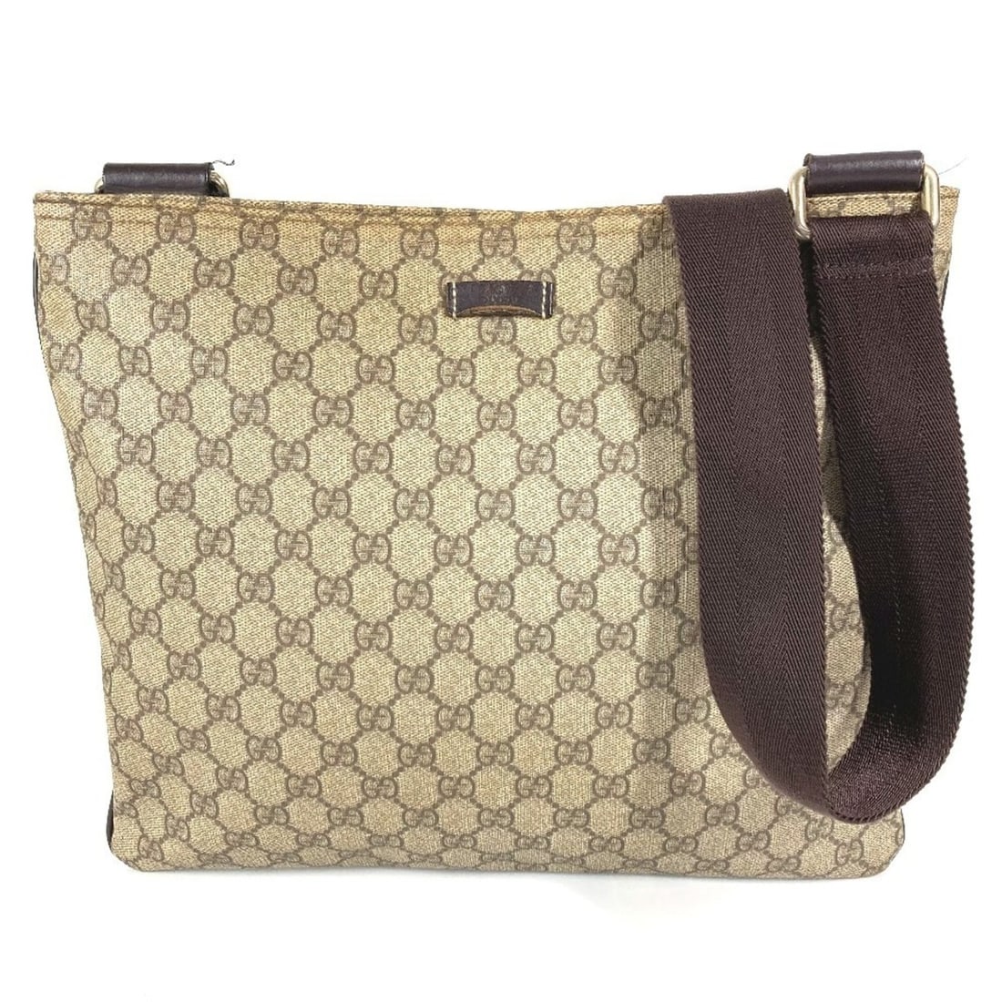 GUCCI 201446 GG Supreme Logo Crossbody Bag Shoulder Canvas Leather Men's Women's Beige: --- Catalog ---Category: SizeWeight: 201.45kg / 444.11lb.Size (HxWxD): 29cm x 34cm / 11.41'' x 13.38''Category: DesignType: Shoulder bagColor: Beige, BrownGender: Men,WomenMaterial: GG Supreme , Leath