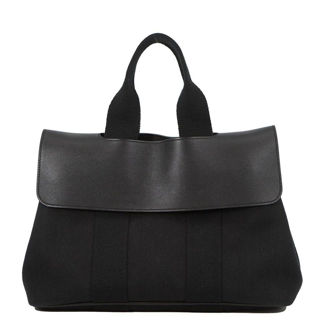 Hermes Valparaiso handbag, black Toile Chevron leather, ?N stamp, black, handbag HERMES (1 of 20)