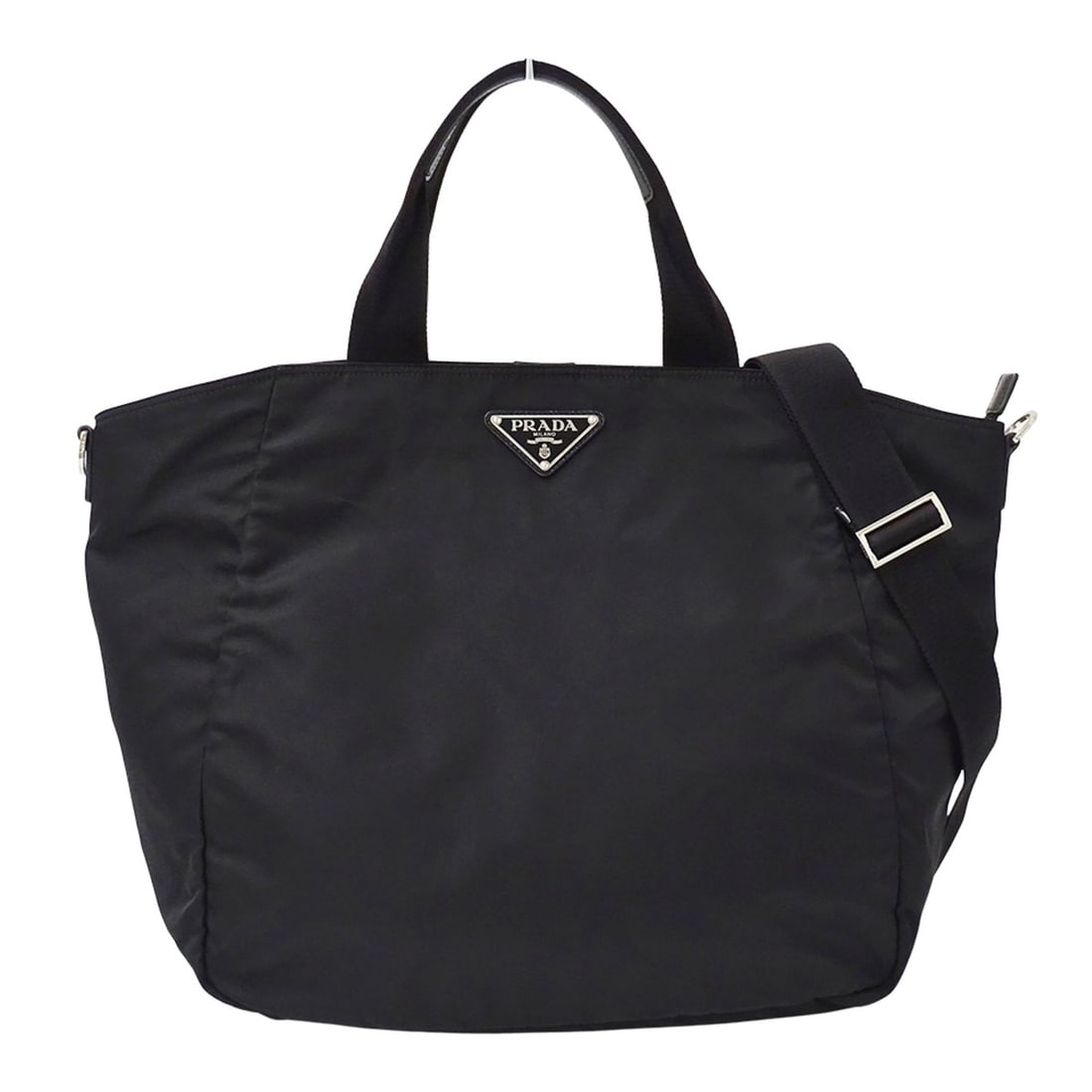 Prada handbag for women and men, brand name, tote bag, shoulder 2-way, nylon, black, large capacity. (1 of 13)