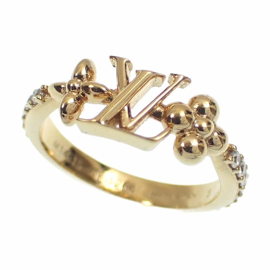 Louis Vuitton Iconic Ring for Women, Gold Color, Size 10 (S), M1461S, Monogram Flower Design. (1 of 8)