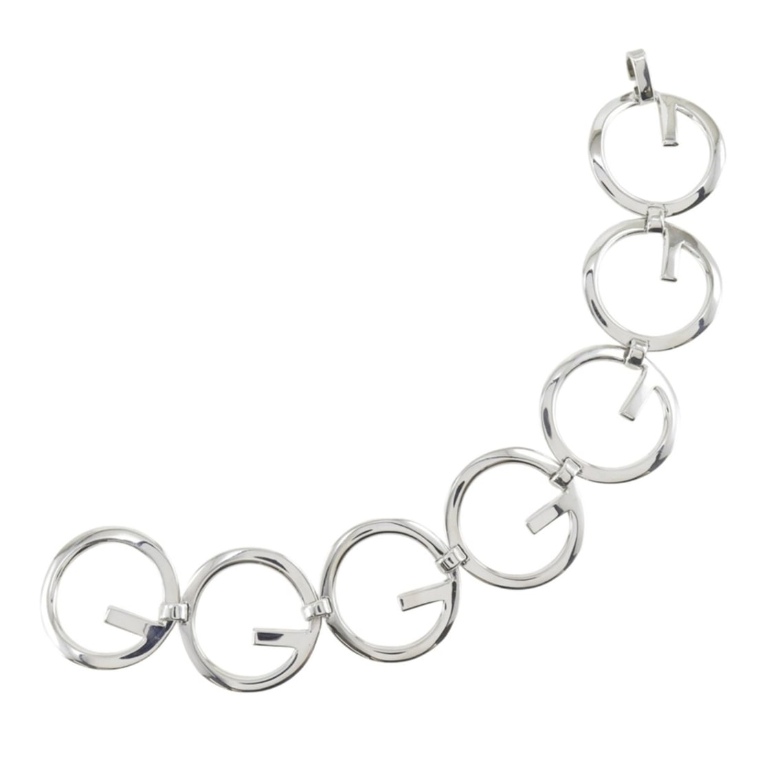Gucci G-logo bracelet, circle design, 925 sterling silver, made in Mexico, approximately 29.7g,: --- Catalog ---Category: SizeLength: 23cm / 9.05''Category: DesignType: Charm braceletColor: SilverGender: Women,MenMaterial: Silver 925Category: GeneralBrand: GucciCountry of Origin: Mexico--- Item L