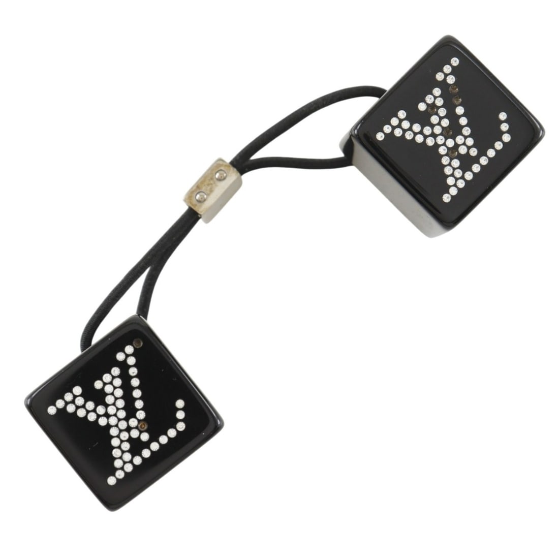 Louis Vuitton Hair Cube Tie, Plastic x Rhinestone, Black, Women's. (1 of 8)