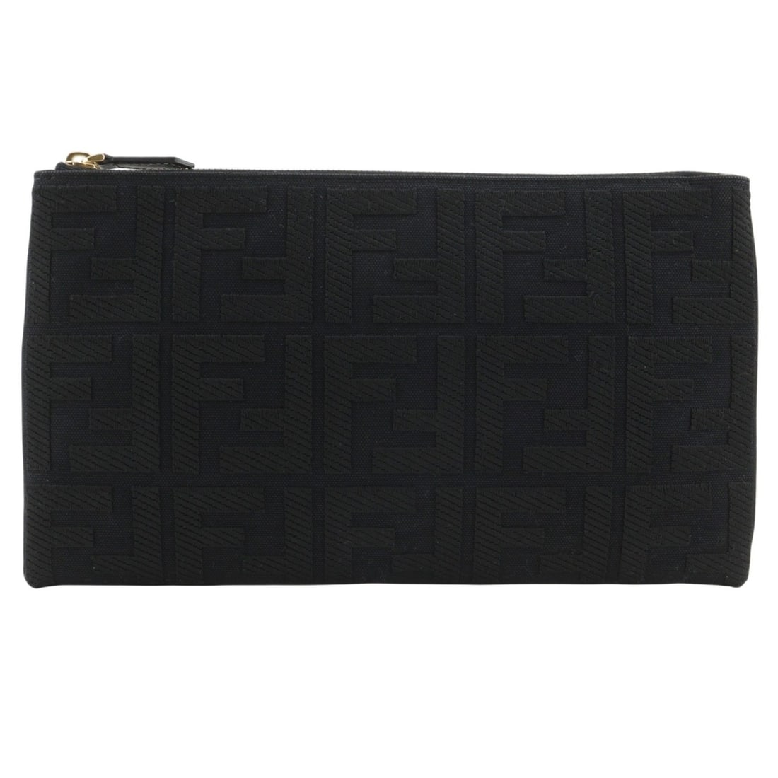 Fendi Medium Flat Pouch (FF Logo, 8N0149 A9P6) - Cotton, Black, Unisex (1 of 13)