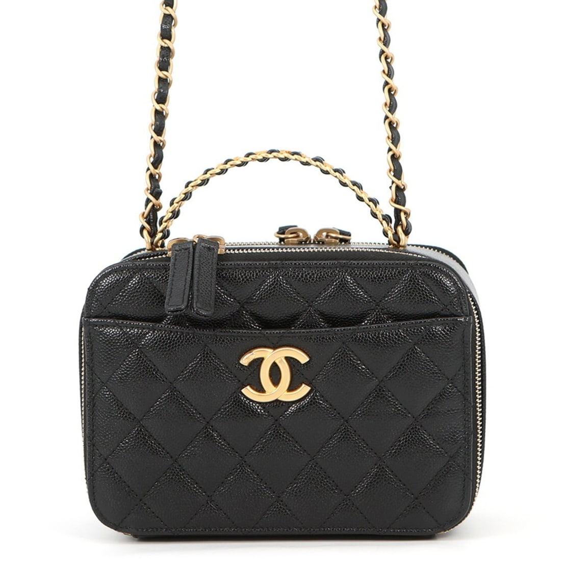 Chanel Chain Shoulder Bag, Coco Mark, Matelassé Vanity, Caviar Skin, AS3221, Black, Handbag,: --- Catalog ---Category: SizeSize (HxWxD): 13cm x 18.5cm x 8cm / 5.11'' x 7.28'' x 3.14''Category: DesignType: Handbag, Shoulder bagColor: BlackGender: WomenMaterial: Grained Calfskin Hardware Color: 
