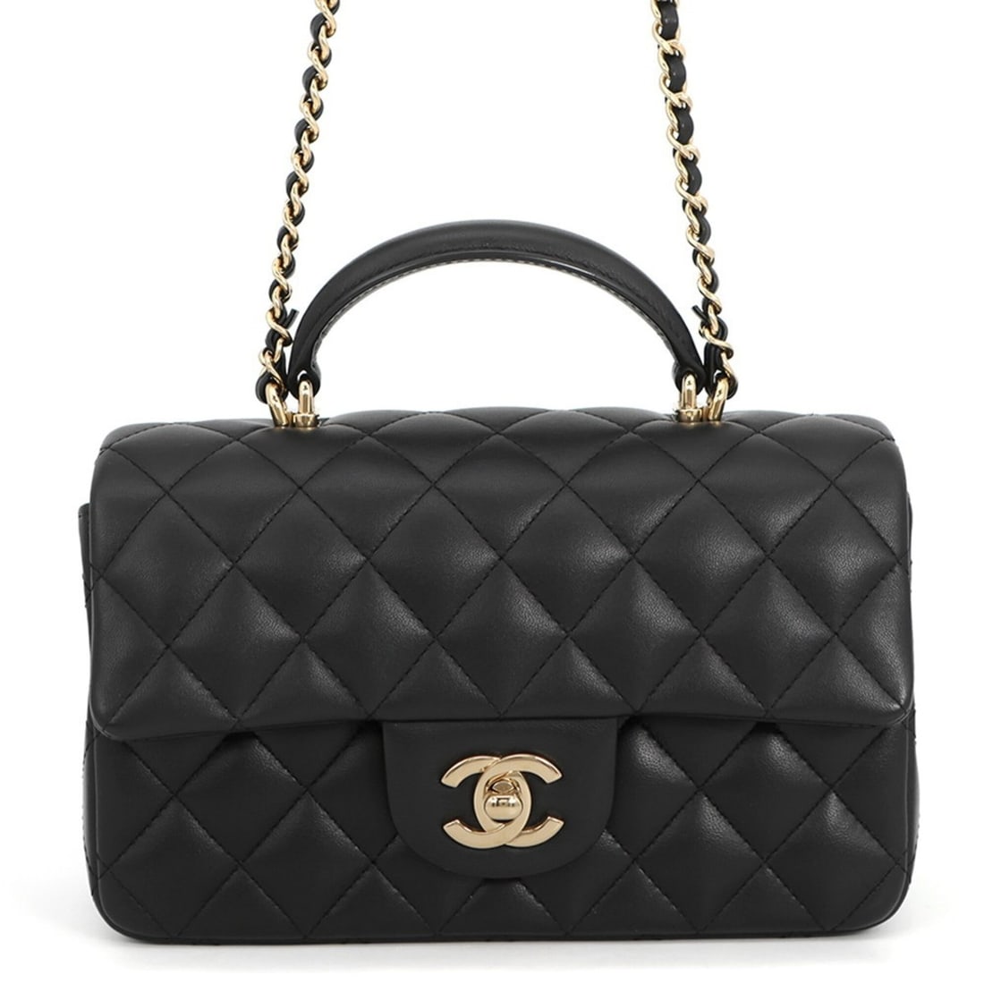 Chanel Chain Shoulder Bag Matelassé Coco Mark Mini Flap Lambskin AS2431 CHANEL Black Handbag: --- Catalog ---Category: SizeSize (HxWxD): 12cm x 20cm x 6cm / 4.72'' x 7.87'' x 2.36''Category: DesignType: Handbag, Shoulder bagColor: BlackGender: WomenMaterial: Leather Hardware Color: Champagne g