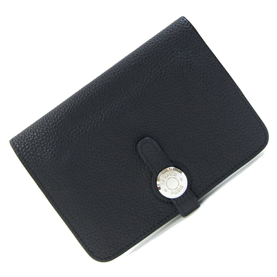Hermes Dogon Compact Bi-fold Wallet, Black, Taurillon Clemence Leather, Coin Purse, Business Card (1 of 10)