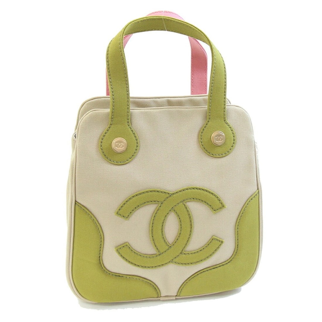 Chanel Marshmallow Bag A24227 Handbag, Khaki Beige, Light Green, Pink Canvas, Coco Mark, Hand Tote,: --- Catalog ---Category: SizeSize (HxWxD): 24cm x 24cm x 9cm / 9.44'' x 9.44'' x 3.54''Category: DesignType: HandbagColor: Beige, Khaki, Light green, PinkGender: WomenMaterial: Canvas Category: Genera