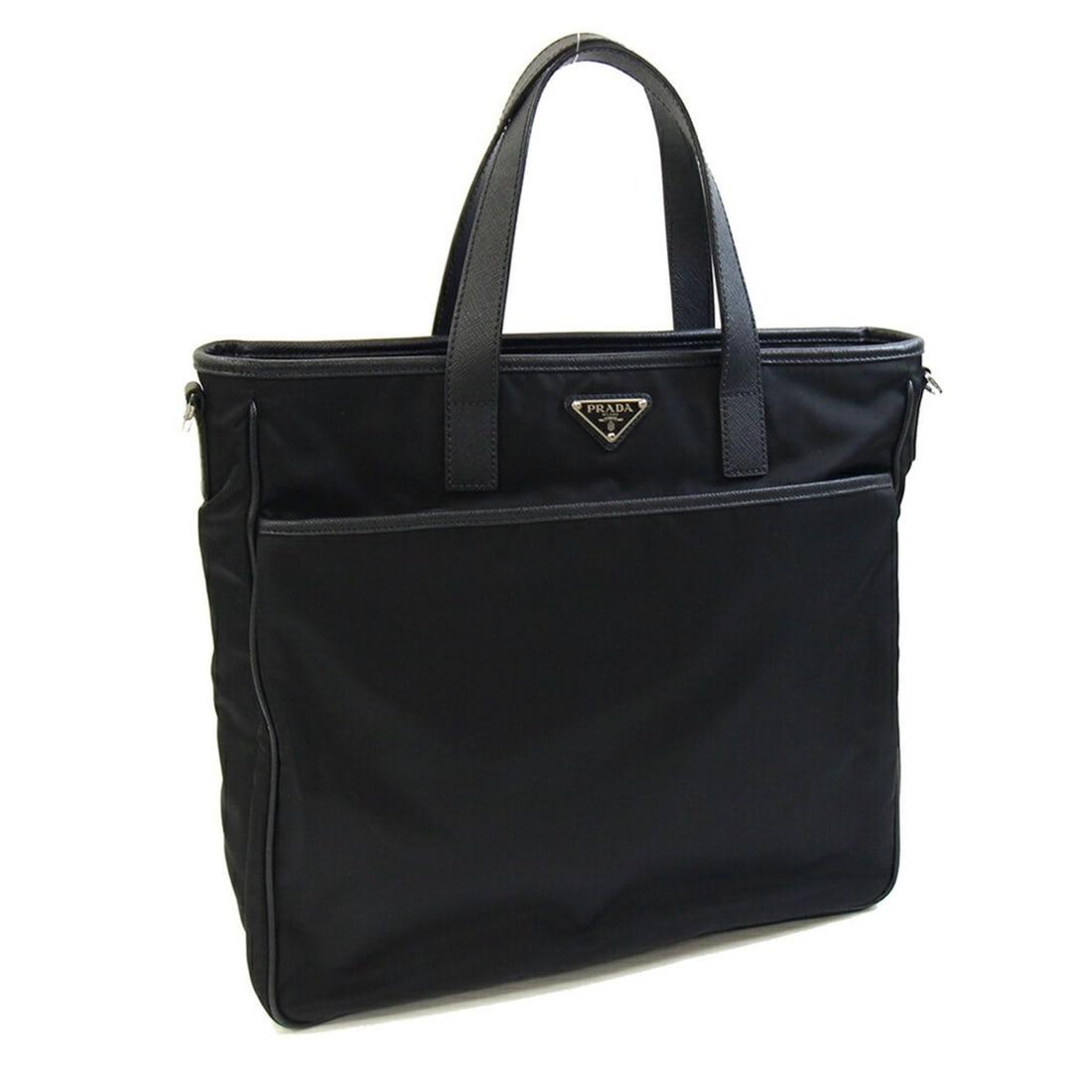 Prada Tote Bag 2VG032 Black Nylon Leather Handbag Triangle Men's Women's PRADA (1 of 10)