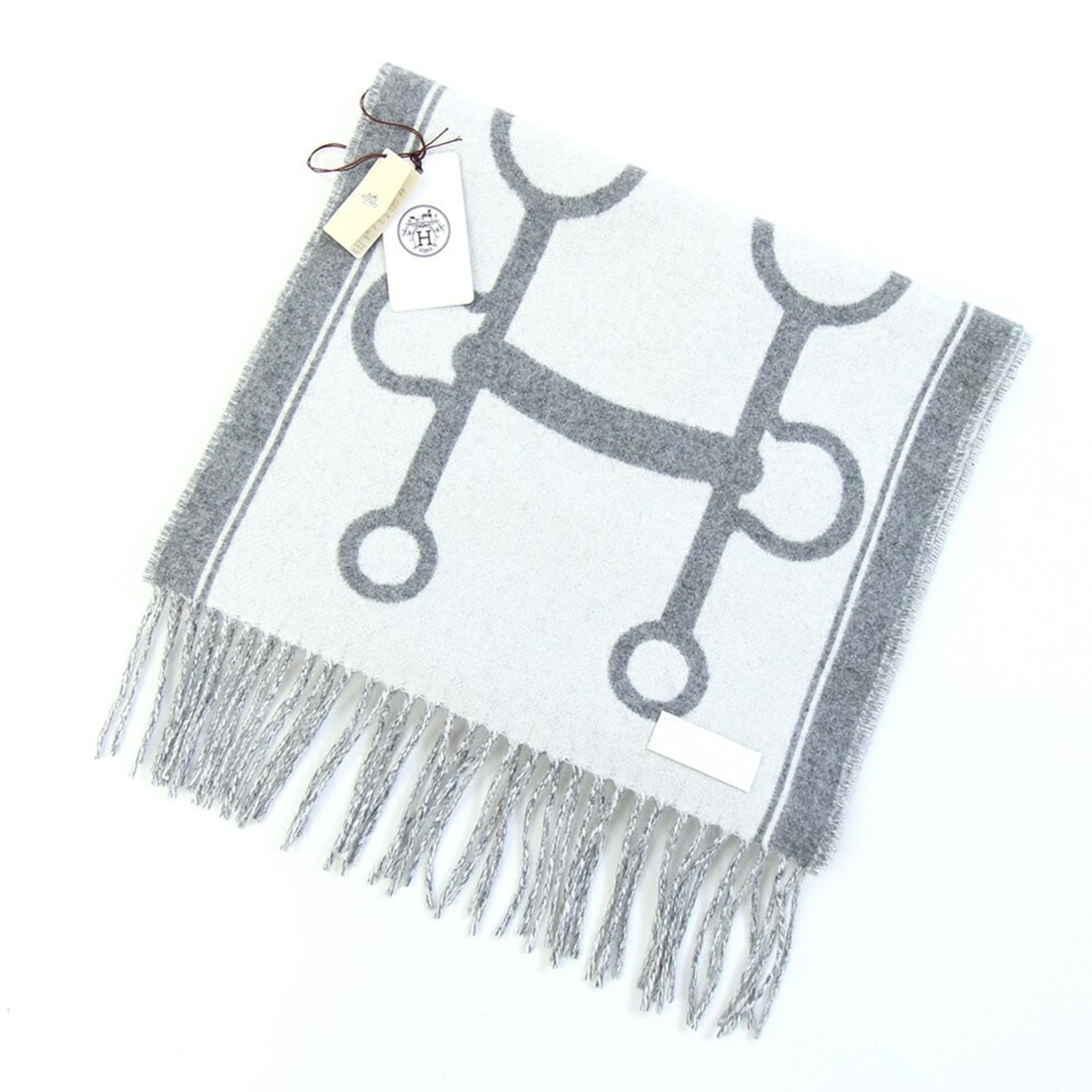 Hermes Scarf Mall H259157 Ivoire Flannel Grey 100% Cashmere Stole Shawl Women's HERMES (1 of 7)