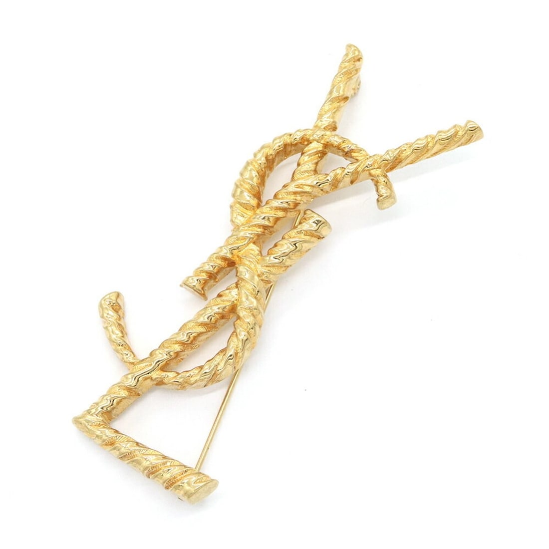 Yves Saint Laurent Saint Laurent Cassandra Brooch 840195 Gold Metal Pin Twist YSL Women's SAINT (1 of 7)