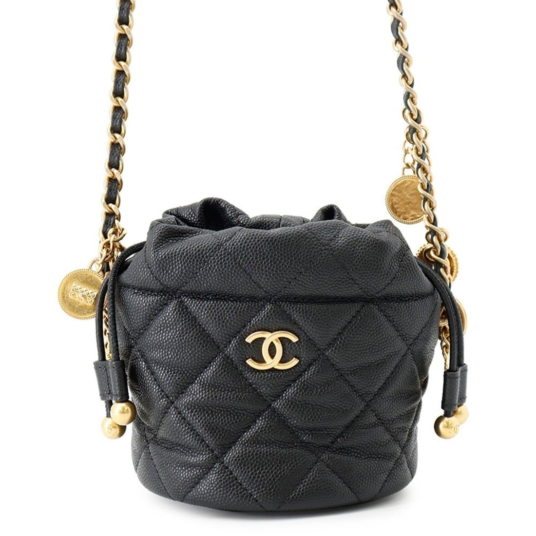 Chanel Chain Shoulder Bag, Coco Mark, Matelassé, Caviar Skin, AP3111, Black, Handbag, Women's,: --- Catalog ---Category: SizeSize (HxWxD): 11.5cm x 11cm x 11cm / 4.52'' x 4.33'' x 4.33''Category: DesignType: Handbag, Shoulder bagColor: BlackGender: WomenMaterial: Grained Calfskin Hardware Color: