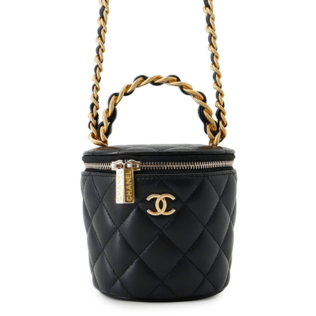 Chanel Chain Shoulder Bag, Coco Mark, Matelassé Vanity Case, Lambskin, Black, Handbag, Women's,: --- Catalog ---Category: SizeSize (HxWxD): 10.5cm x 10cm x 8cm / 4.13'' x 3.93'' x 3.14''Category: DesignType: Handbag, Shoulder bagColor: BlackGender: WomenMaterial: Leather Hardware Color: GoldLeath