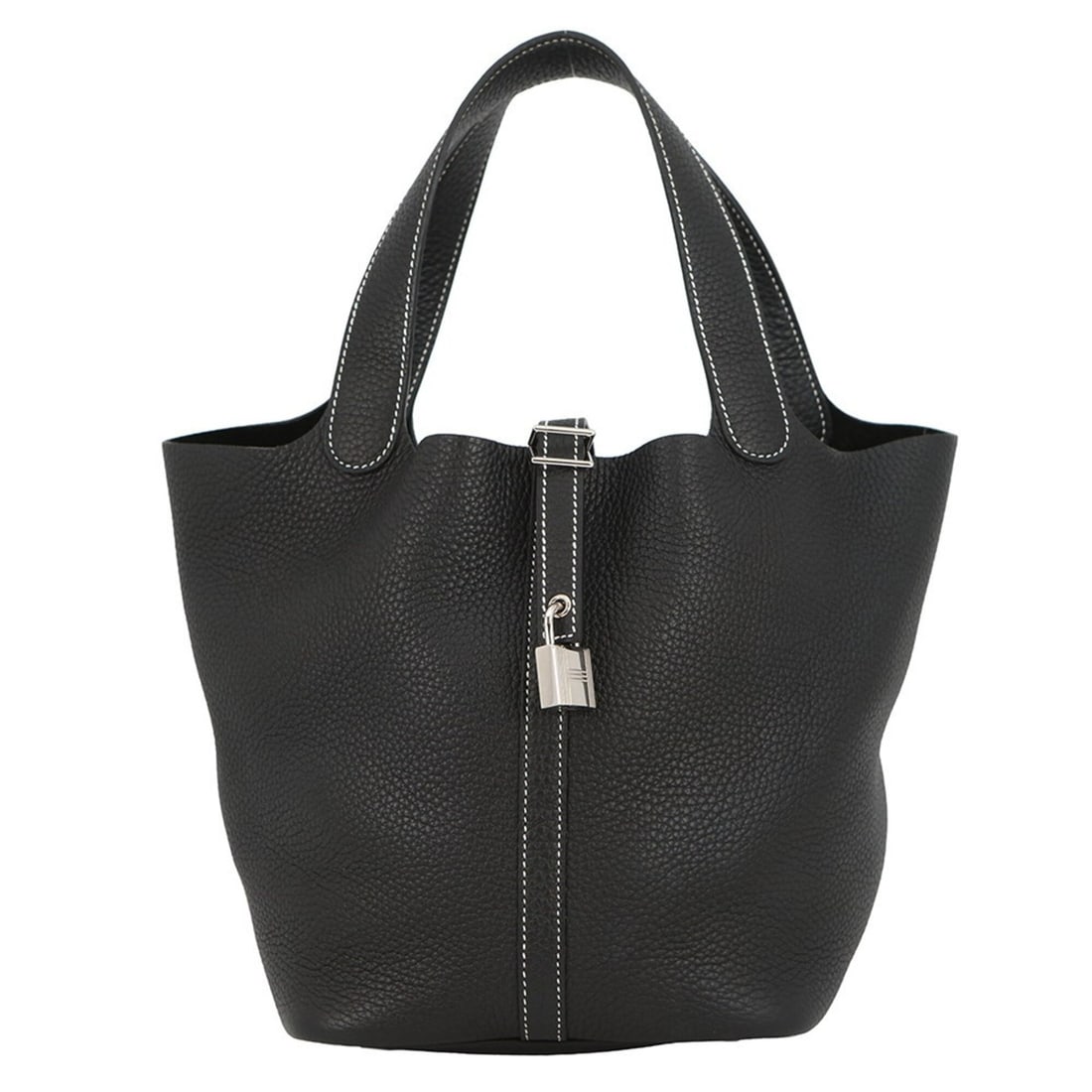 Hermes Picotin Lock MM handbag, black, Taurillon Clemence leather, B stamp, Lock, Picotin, women's, (1 of 12)