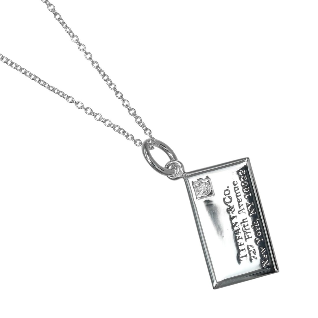 Tiffany & Co. Envelope Letter 1P Necklace, 727 Fifth Ave, NY, New York. Vintage, Rare, Sterling (1 of 6)