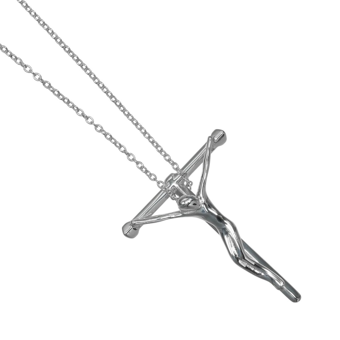 Tiffany & Co. Crucificus Small Necklace, Rosary Cross, Vintage, Elsa Peretti, Sterling Silver 925,: --- Catalog ---Category: SizePendant Size: 27mm x 21.6mm / 1.06'' x 0.85''Neck Circumference: 46 cm / 18.11''Category: DesignColor: SilverGender: Women,MenMaterial: Silver 925Necklace Type: NecklaceCa