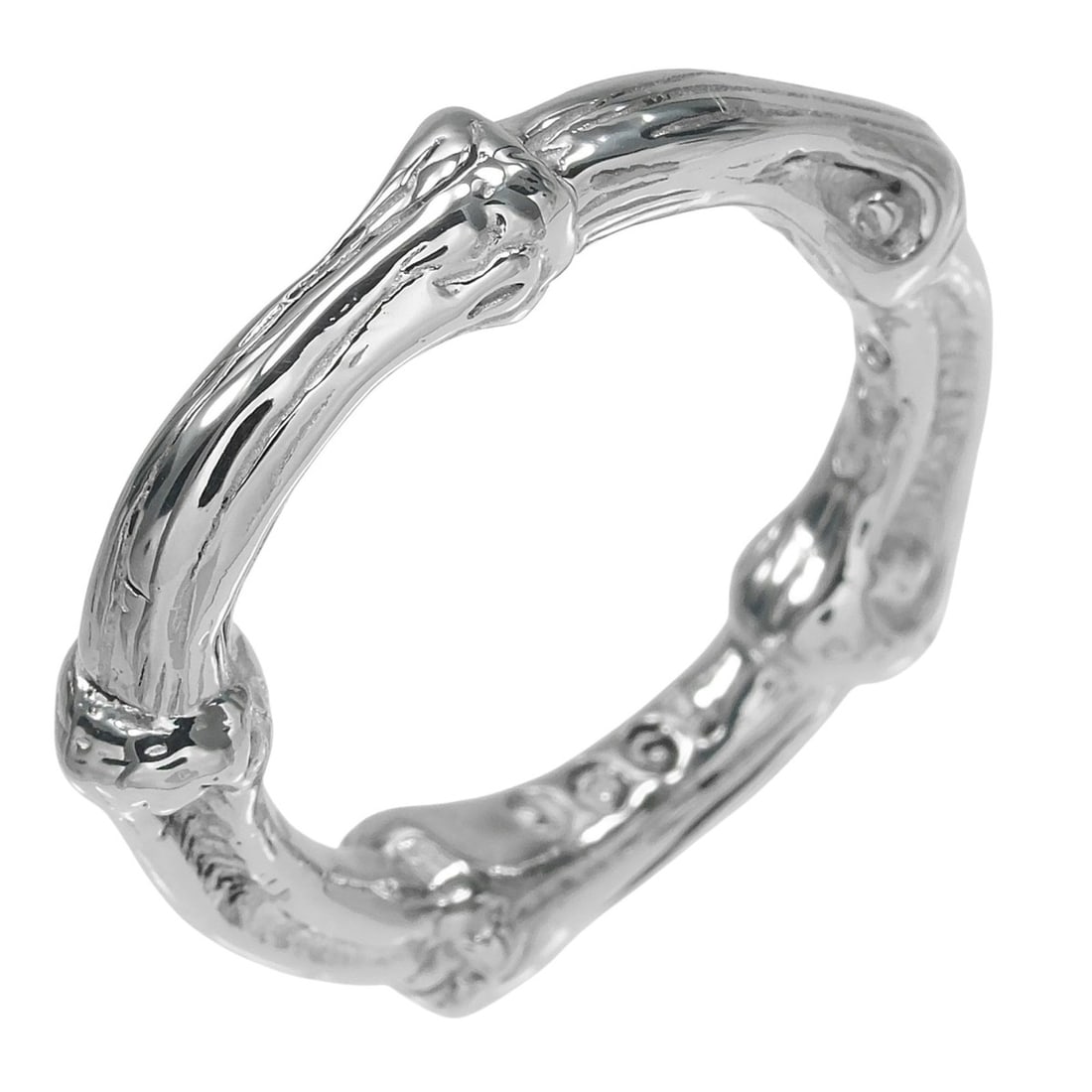 Tiffany & Co. Bamboo Ring, Size 7.5, Sterling Silver 925, Approx. 5g.: --- Catalog ---Category: SizeJP Size: 7.5US Size: 4Category: DesignType: Band ringColor: SilverGender: WomenMaterial: Silver 925Category: GeneralBrand: Tiffany--- Item List ---Section: ConditionRankin