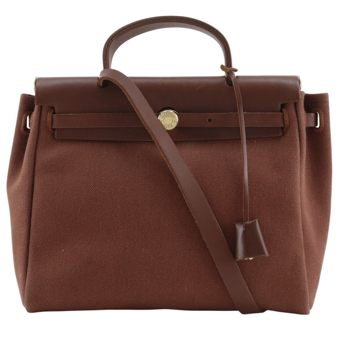 Hermes Herbag PM Handbag 2-Way Shoulder Bag Toile GM 2001 Beige/Brown ?E 2-way A5 Belt Buckle (1 of 20)
