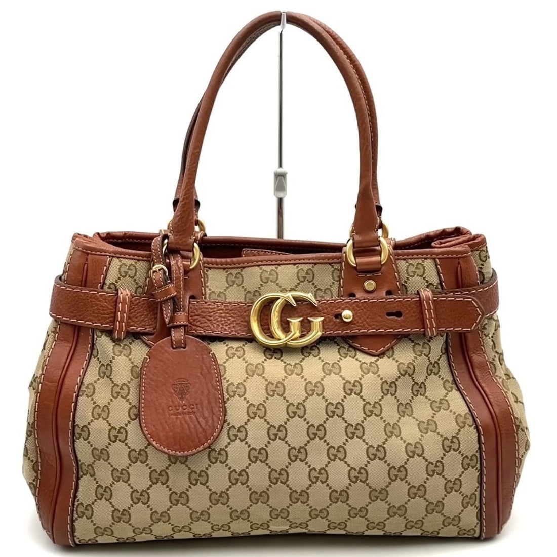 GUCCI 247183 Tote Bag, Handbag, Shoulder GG Running Pattern, Canvas, Leather, Brown, Women's: --- Catalog ---Category: SizeWeight: 962g / 2.12lb.Size (HxWxD): 23cm x 35cm x 13cm / 9.05'' x 13.77'' x 5.11''Handle Length: 45cm / 17.71''Category: DesignType: Handbag, Tote bagColor: BrownGender: W