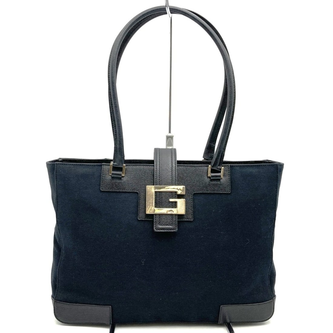 GUCCI 002 1109 G Tote Bag, Canvas and Leather, Black, Women's: --- Catalog ---Category: SizeWeight: 1.11kg / 2.44lb.Size (HxWxD): 23cm x 32cm x 6cm / 9.05'' x 12.59'' x 2.36''Strap Length: 59cm / 23.22''Category: DesignType: Tote bagColor: BlackGender: WomenClosu