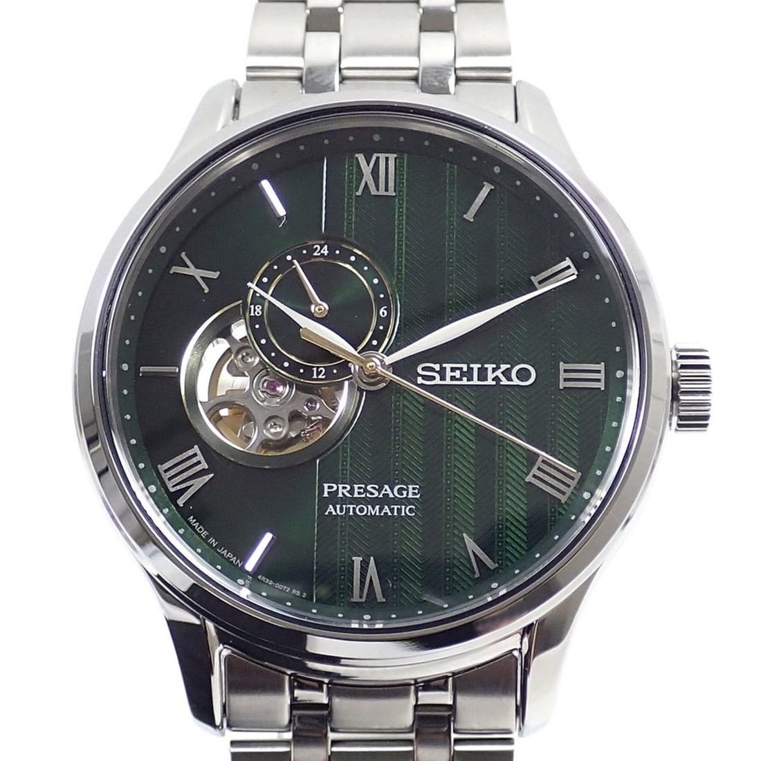 Seiko Presage Men's Automatic Watch SS 4R39-00W0 Winding: --- Catalog ---Category: SizeWrist Size: 20.5cm / 8.07''Case Diameter: 40.5mm / 1.59''Category: DesignType: WristwatchGender: MenColor (Dial): GreenMaterial (Band): Stainless steelMaterial (Case): Sta